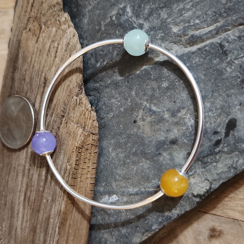 Sterling Silver and Jade Bangle NWOT